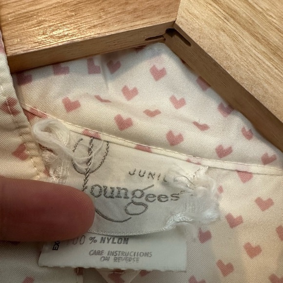 Vintage Long Nightgown Hearts Lolita Modest Tie Front Coquette Size Medium - Picture 7 of 9